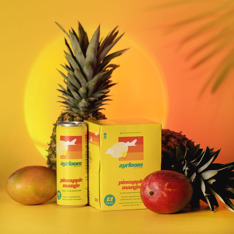 Ayrloom's Pineapple Mango THC Infused Sparkling Water