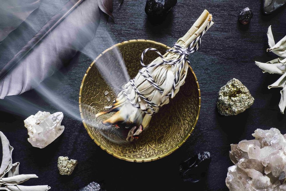 Burning sage is a great way to deodorize a room in a hurry. Just don't use it around pregnant women or babies.