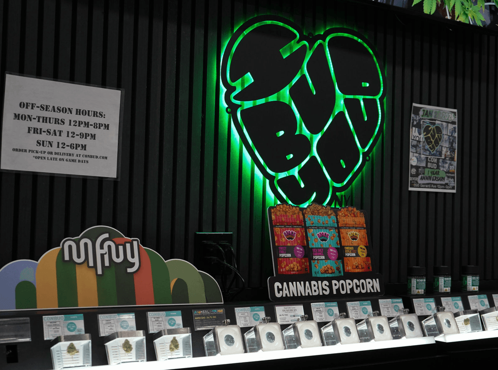 image of cannabis flower on display at ConBud Yankee Stadium's bud bar.