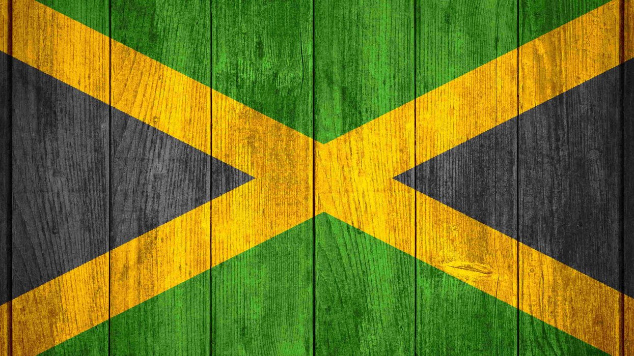 Jamaican flag on wood
