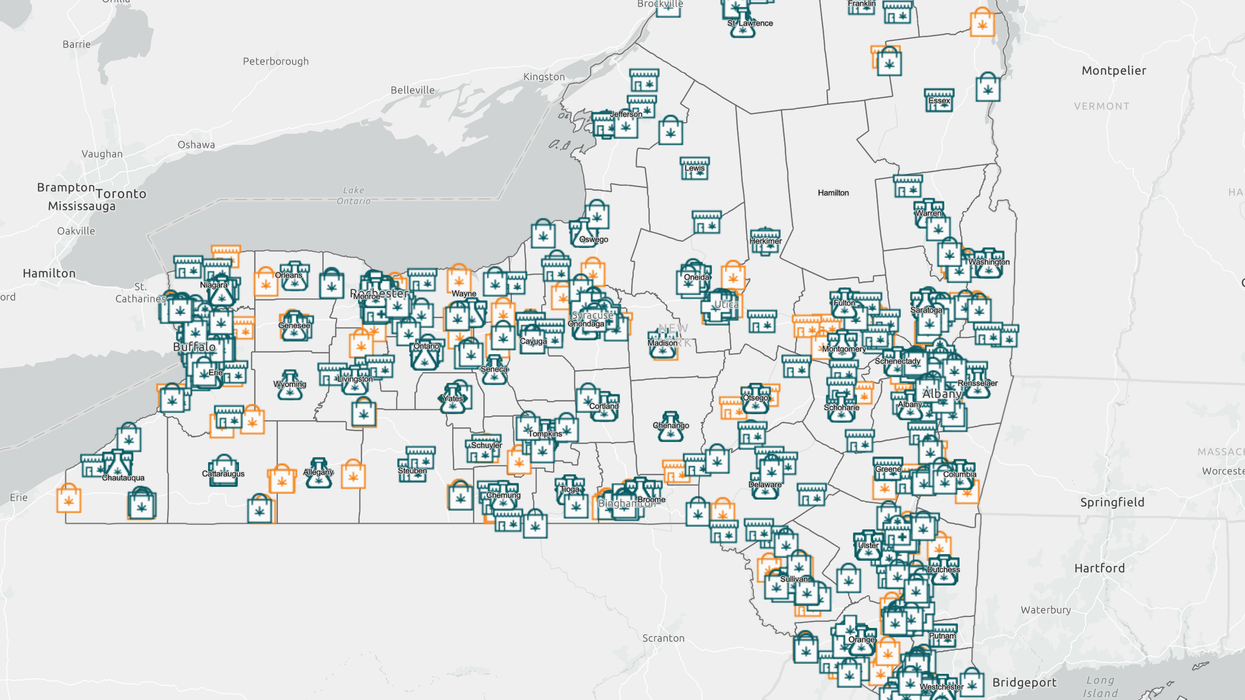 map of medical and recreational cannabis retailers in state of New York