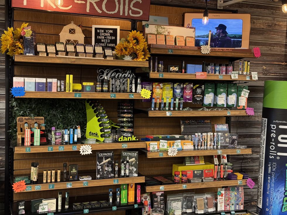 retail shelves stocked with legal cannabis products 